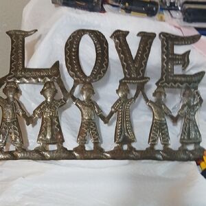 LOVE Metal Wall Art Sculpture - Bronze Finish. 10 inches X 16 Inches Wide